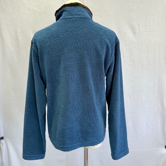 Wooly Bully Wear Colorado blue 1/4 toggle fleece pullover size small faux fur - Picture 11 of 14